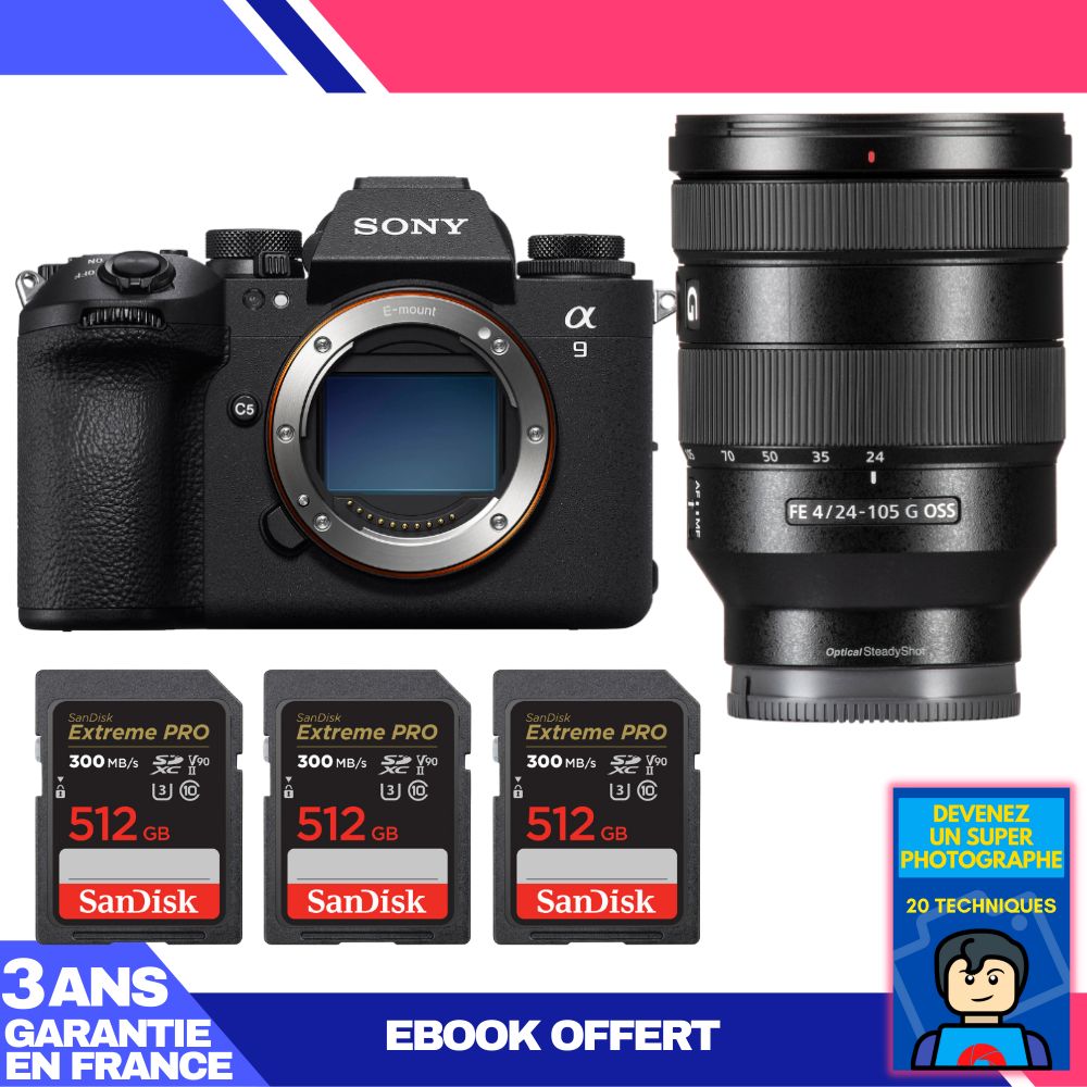 Boitier Sony A9 III + FE 24 105mm f4 G OSS + 3 SanDisk Extreme PRO UHS II SDXC 300 MB/ + Ebook 'Devenez Un Super Photographe - vue 4