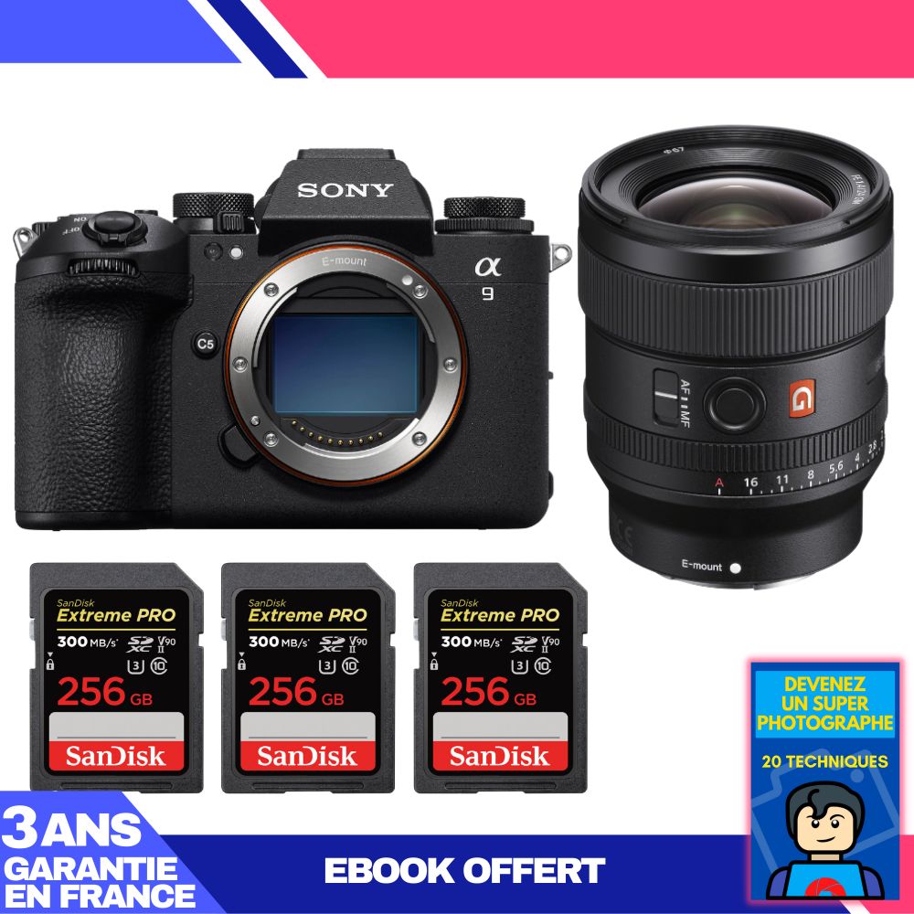 Boitier Sony A9 III + FE 24mm f1.4 GM + 3 SanDisk Extreme PRO UHS II SDXC 300 MB/ + Ebook 'Devenez Un Super Photographe - vue 3