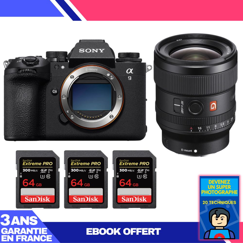 Boitier Sony A9 III + FE 24mm f1.4 GM + 3 SanDisk Extreme PRO UHS II SDXC 300 MB/ + Ebook 'Devenez Un Super Photographe - vue 2