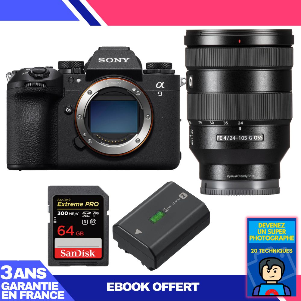 Boitier Sony A9 III + FE 24 105mm f4 G OSS + 1 SanDisk Extreme PRO UHS II SDXC 300 MB/ + 1 Sony NP FZ100 + Ebook 'Devenez Un Super Photographe - vue 4