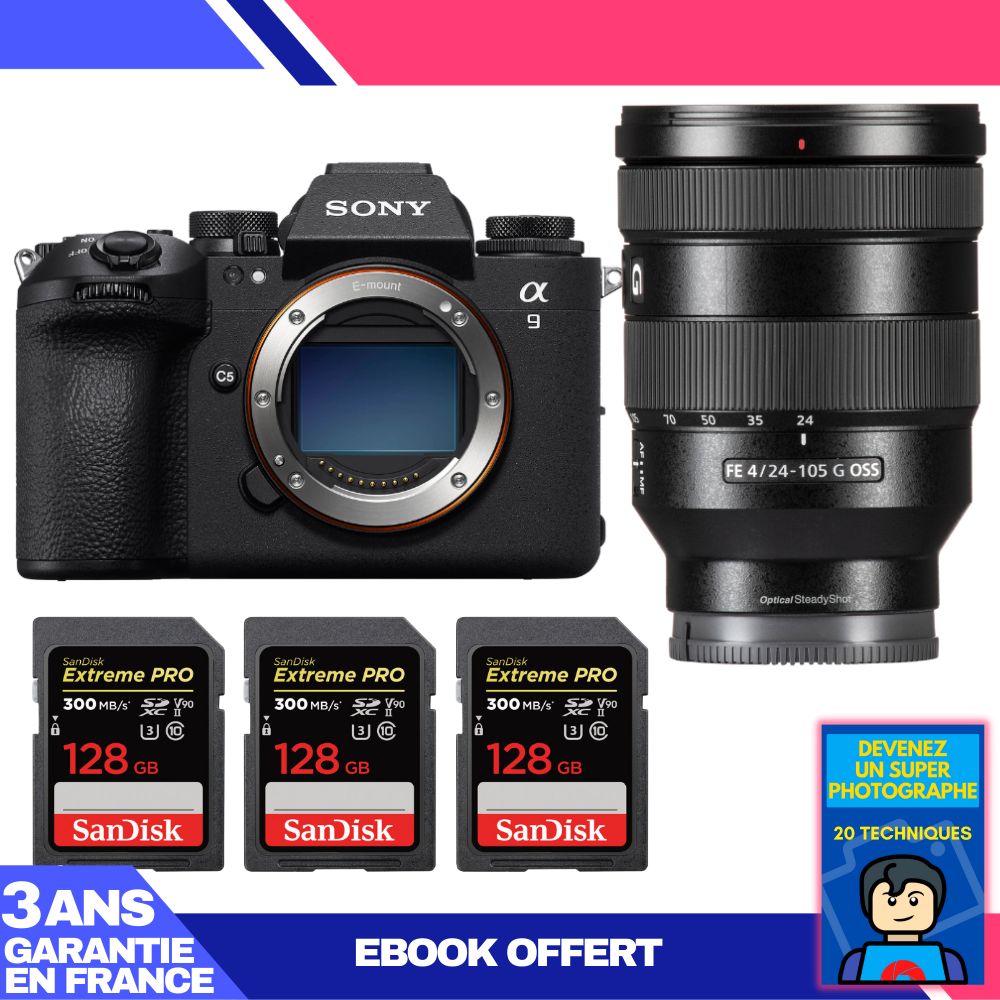 Boitier Sony A9 III + FE 24 105mm f4 G OSS + 3 SanDisk Extreme PRO UHS II SDXC 300 MB/ + Ebook 'Devenez Un Super Photographe - vue 2