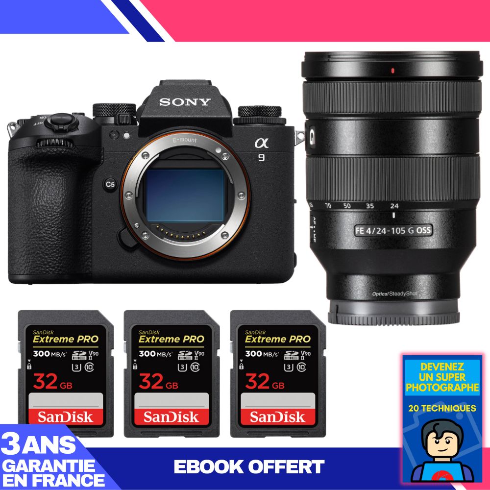Boitier Sony A9 III + FE 24 105mm f4 G OSS + 3 SanDisk Extreme PRO UHS II SDXC 300 MB/ + Ebook 'Devenez Un Super Photographe - vue 3