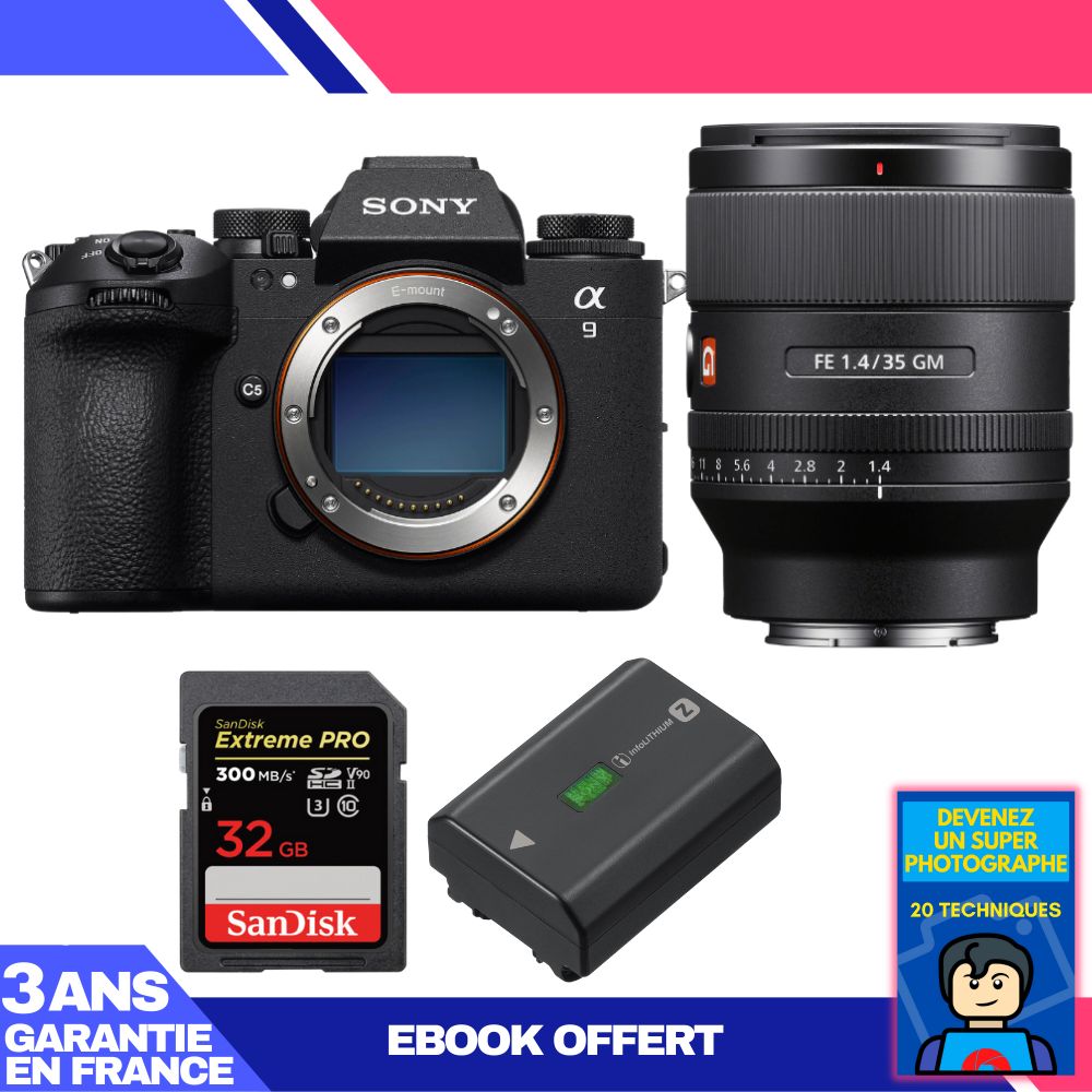 Boitier Sony A9 III + FE 35mm f1.4 GM + 1 SanDisk Extreme PRO UHS II SDXC 300 MB/ + 1 Sony NP FZ100 + Ebook 'Devenez Un Super Photographe - vue 4