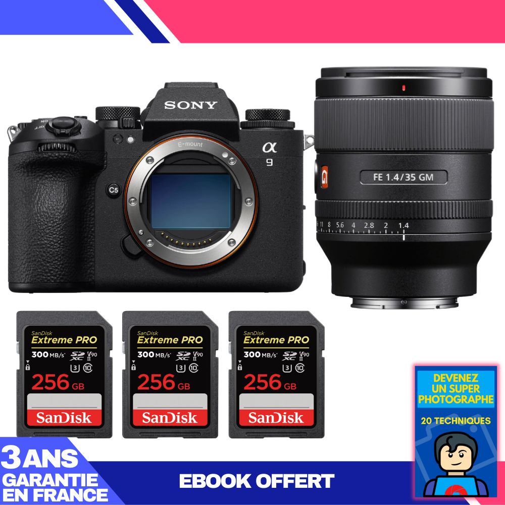 Boitier Sony A9 III + FE 35mm f1.4 GM + 3 SanDisk Extreme PRO UHS II SDXC 300 MB/ + Ebook 'Devenez Un Super Photographe - vue 2