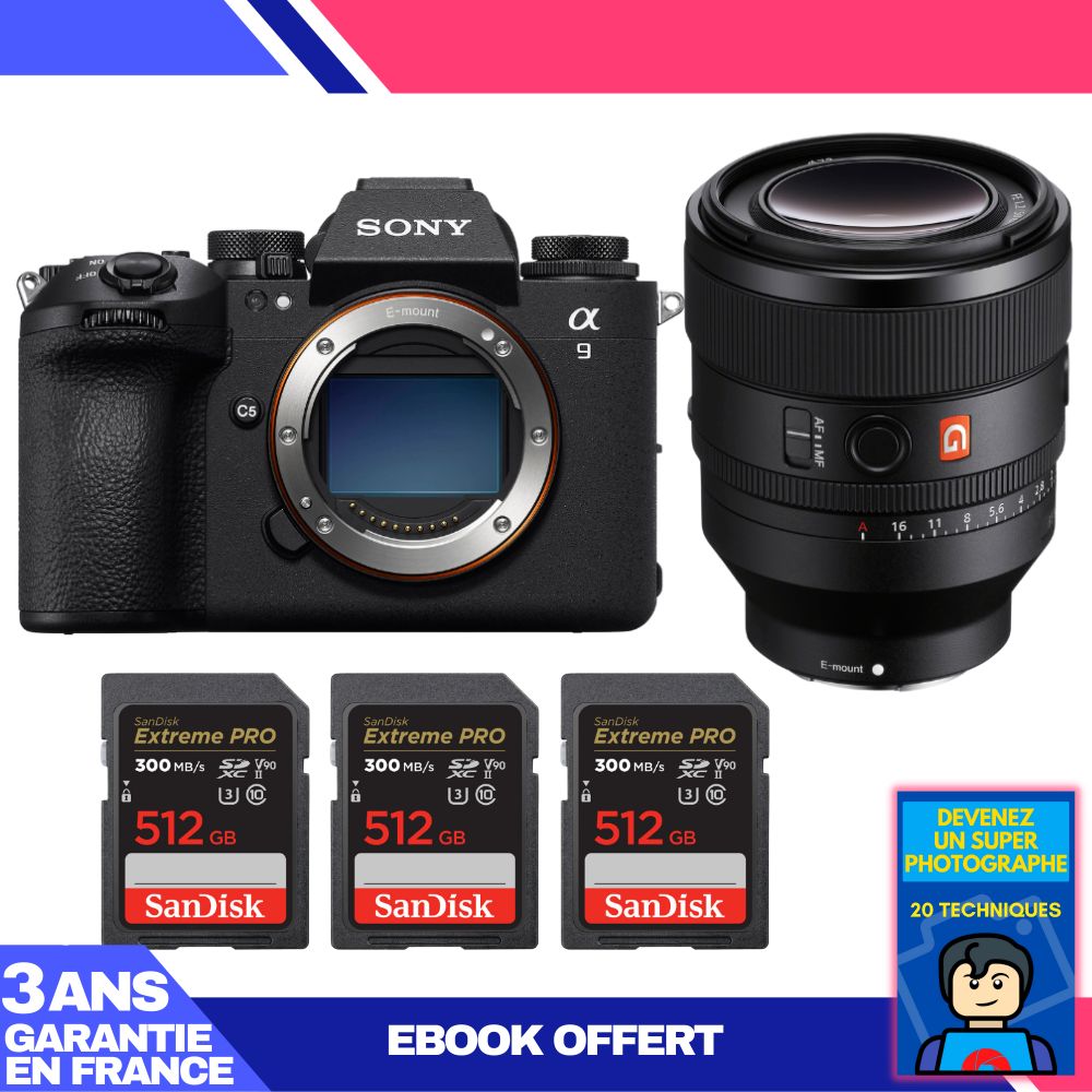 Boitier Sony A9 III + FE 50mm f1.2 GM + 3 SanDisk Extreme PRO UHS II SDXC 300 MB/ + Ebook 'Devenez Un Super Photographe - vue 2