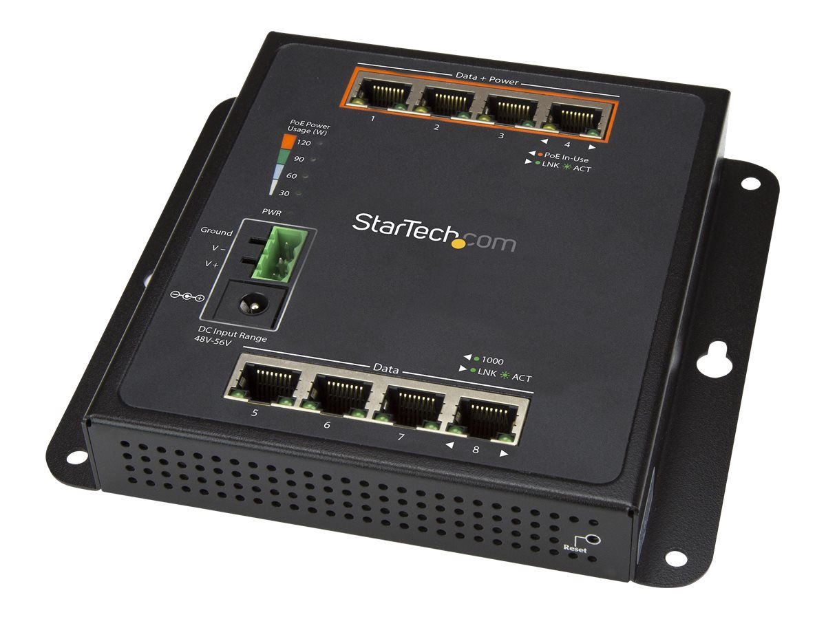 StarTech.com Switch Gigabit Ethernet géré à 8 ports 4 PoE+ Fixation murale et accès en façade IES81GPOEW Commutateur Géré 4 x 101001000 + 4 x 101001000 PoE+ fixation murale ...