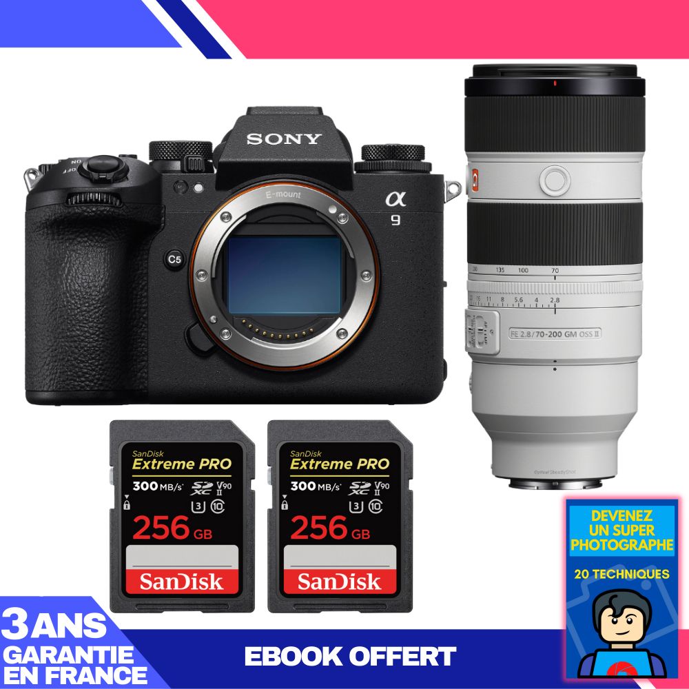 Boitier Sony A9 III + FE 70 200mm f2.8 GM OSS II + 2 SanDisk Extreme PRO UHS II SDXC 300 MB/ + Ebook 'Devenez Un Super Photographe - vue 5