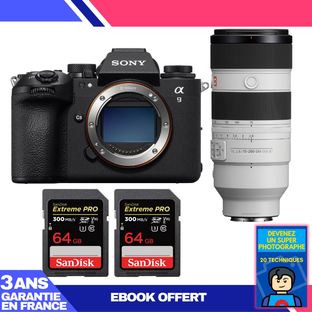 Boitier Sony A9 III + FE 70 200mm f2.8 GM OSS II + 2 SanDisk Extreme PRO UHS II SDXC 300 MB/ + Ebook 'Devenez Un Super Photographe - vue 4