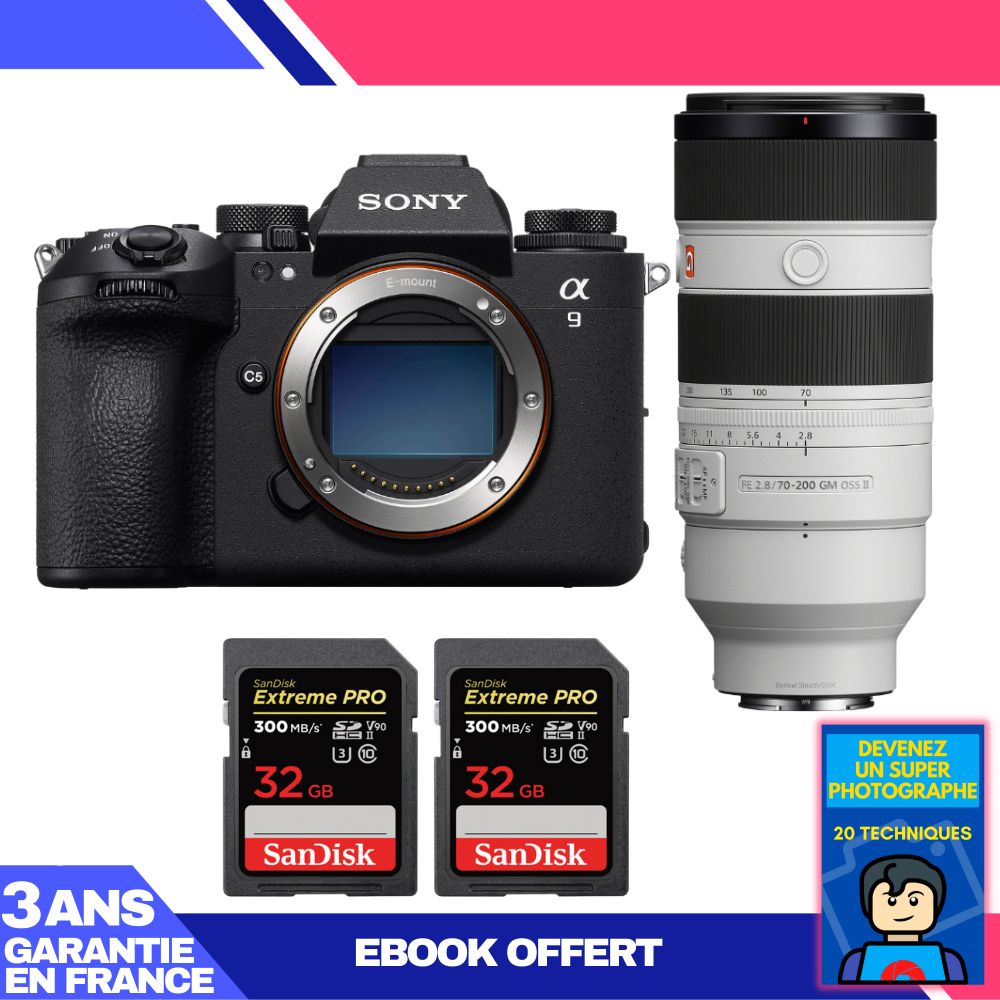 Boitier Sony A9 III + FE 70 200mm f2.8 GM OSS II + 2 SanDisk Extreme PRO UHS II SDXC 300 MB/ + Ebook 'Devenez Un Super Photographe - vue 2