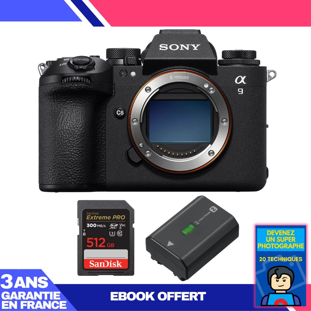 Boitier Sony A9 III + 1 SanDisk Extreme PRO UHS II SDXC 300 MB/ + 1 Sony NP FZ100 + Ebook 'Devenez Un Super Photographe - vue 3
