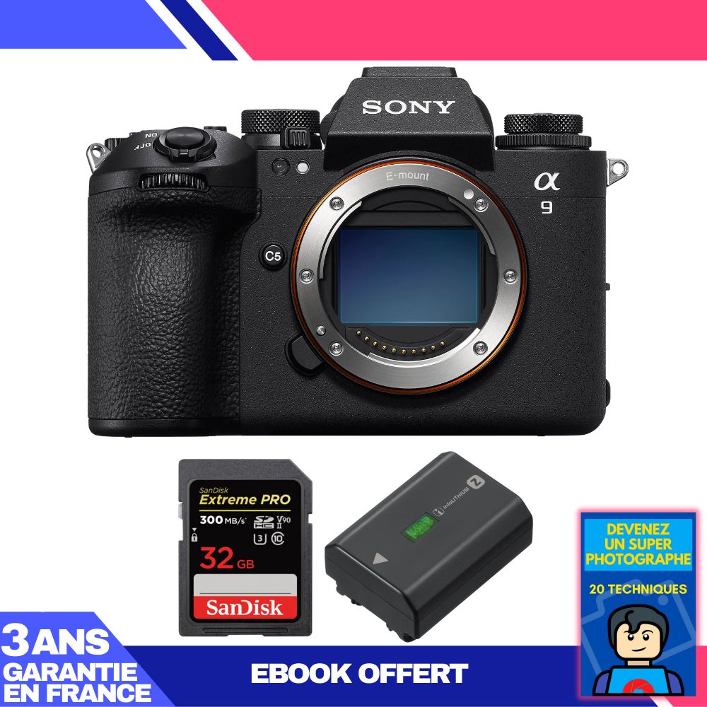 Boitier Sony A9 III + 1 SanDisk Extreme PRO UHS II SDXC 300 MB/ + 1 Sony NP FZ100 + Ebook 'Devenez Un Super Photographe - vue 2
