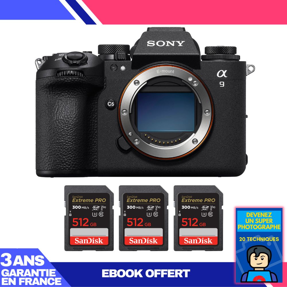 Boitier Sony A9 III + 3 SanDisk Extreme PRO UHS II SDXC 300 MB/ + Ebook 'Devenez Un Super Photographe - vue 4