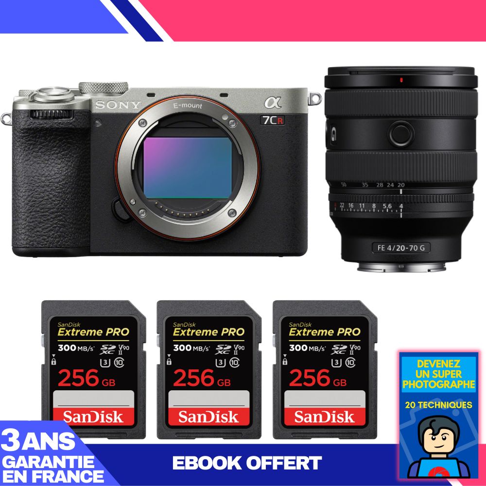 Boitier Sony A7CR + FE 20 70mm f4 G + 3 SanDisk Extreme PRO UHS II SDXC 300 MB/ + Ebook 'Devenez Un Super Photographe