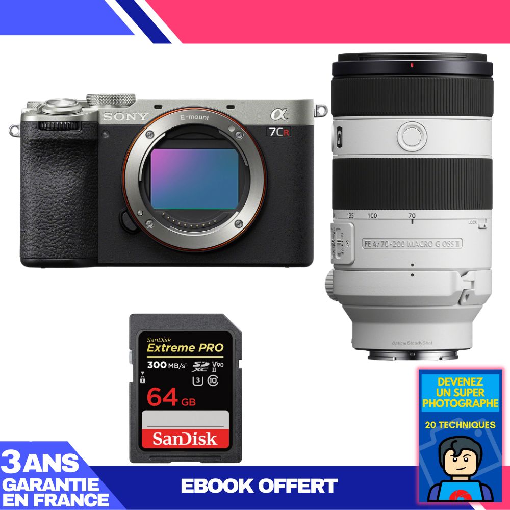 Boitier Sony A7CR + FE 70 200mm f4 Macro G OSS II + 1 SanDisk Extreme PRO UHS II SDXC 300 MB/ + Ebook 'Devenez Un Super Photographe - vue 3