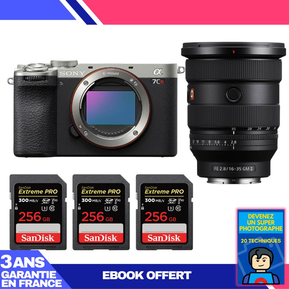 Boitier Sony A7CR + FE 16 35mm f2.8 GM II + 3 SanDisk Extreme PRO UHS II SDXC 300 MB/ + Ebook 'Devenez Un Super Photographe - vue 2