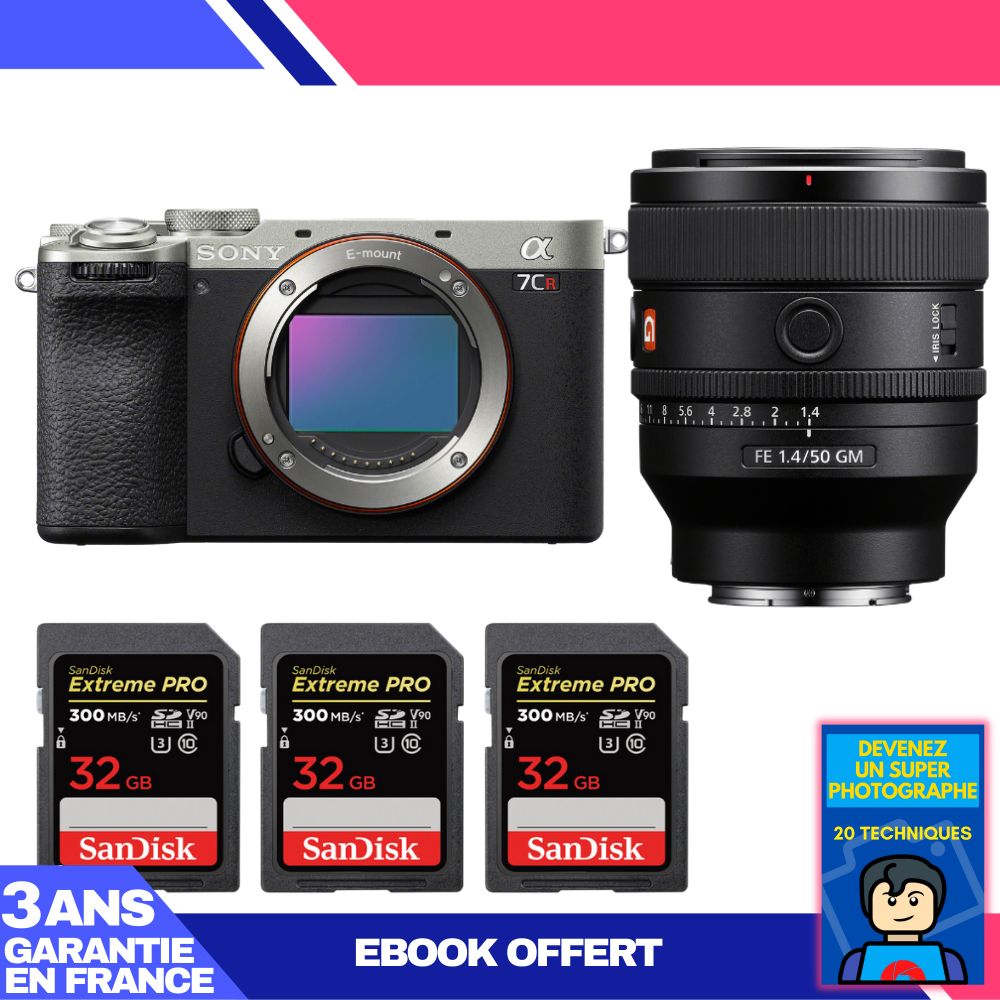 Boitier Sony A7CR + FE 50mm f1.4 GM + 3 SanDisk Extreme PRO UHS II SDXC 300 MB/ + Ebook 'Devenez Un Super Photographe - vue 3