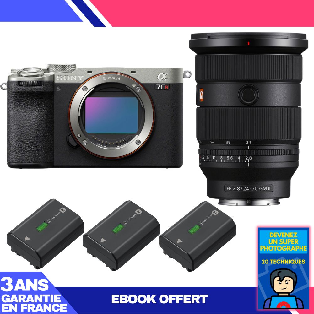 Boitier Sony A7CR + FE 24 70mm f2.8 GM II + 3 Sony NP FZ100 + Ebook 'Devenez Un Super Photographe