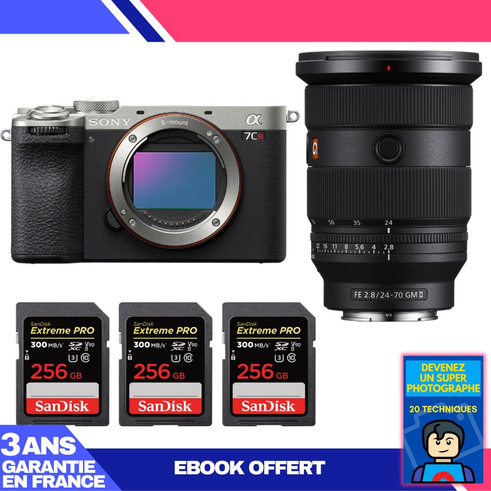 Boitier Sony A7CR + FE 24 70mm f2.8 GM II + 3 SanDisk Extreme PRO UHS II SDXC 300 MB/ + Ebook 'Devenez Un Super Photographe - vue 2