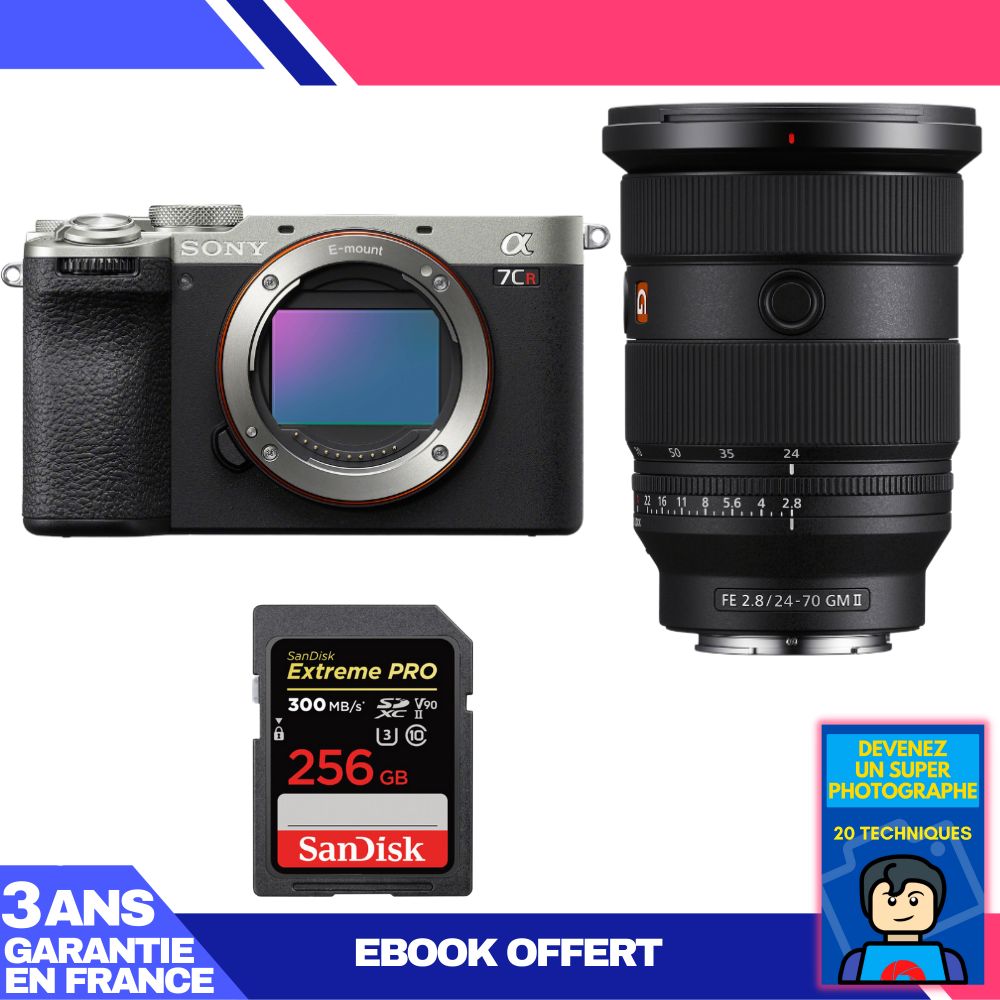 Boitier Sony A7CR + FE 24 70mm f2.8 GM II + 1 SanDisk Extreme PRO UHS II SDXC 300 MB/ + Ebook 'Devenez Un Super Photographe