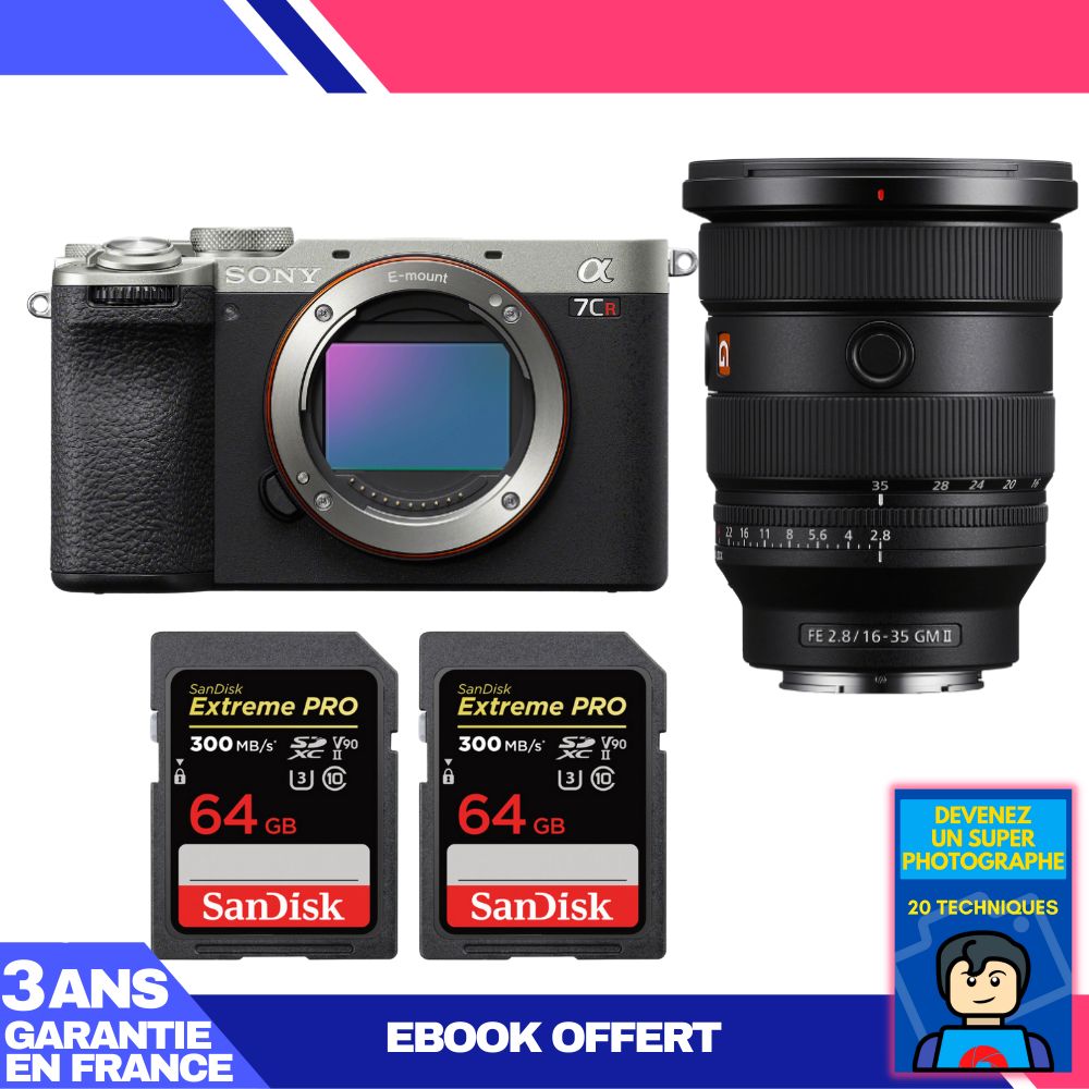 Boitier Sony A7CR + FE 16 35mm f2.8 GM II + 2 SanDisk Extreme PRO UHS II SDXC 300 MB/ + Ebook 'Devenez Un Super Photographe - vue 3