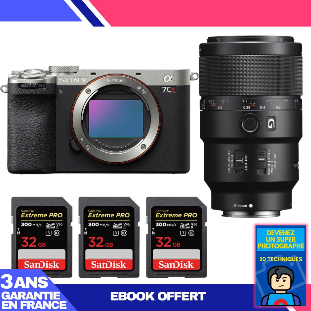 Boitier Sony A7CR + FE 90mm f2.8 Macro G OSS + 3 SanDisk Extreme PRO UHS II SDXC 300 MB/ + Ebook 'Devenez Un Super Photographe - vue 3