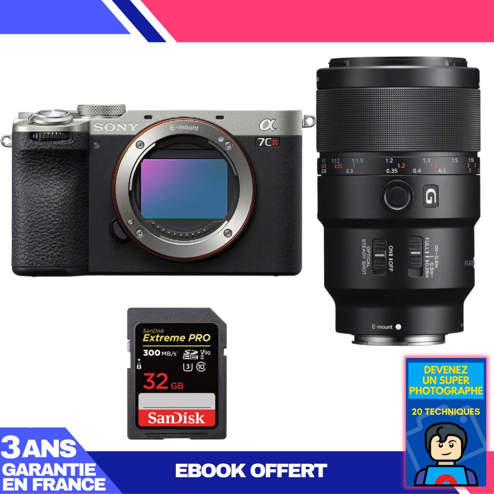 Boitier Sony A7CR + FE 90mm f2.8 Macro G OSS + 1 SanDisk Extreme PRO UHS II SDXC 300 MB/ + Ebook 'Devenez Un Super Photographe