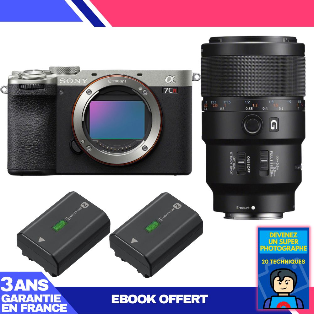 Boitier Sony A7CR + FE 90mm f2.8 Macro G OSS + 2 Sony NP FZ100 + Ebook 'Devenez Un Super Photographe