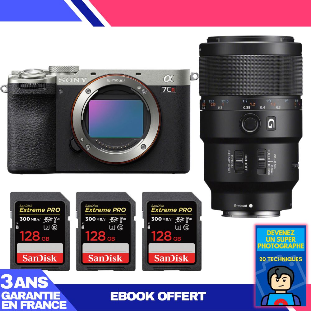 Boitier Sony A7CR + FE 90mm f2.8 Macro G OSS + 3 SanDisk Extreme PRO UHS II SDXC 300 MB/ + Ebook 'Devenez Un Super Photographe - vue 2