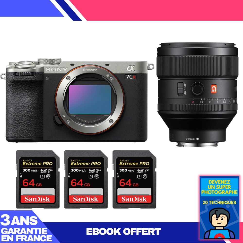 Boitier Sony A7CR + FE 85mm f1.4 GM + 3 SanDisk Extreme PRO UHS II SDXC 300 MB/ + Ebook 'Devenez Un Super Photographe - vue 2