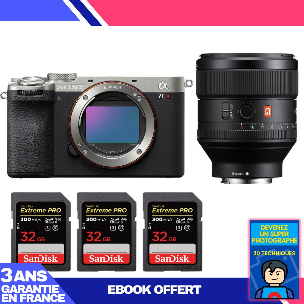 Boitier Sony A7CR + FE 85mm f1.4 GM + 3 SanDisk Extreme PRO UHS II SDXC 300 MB/ + Ebook 'Devenez Un Super Photographe