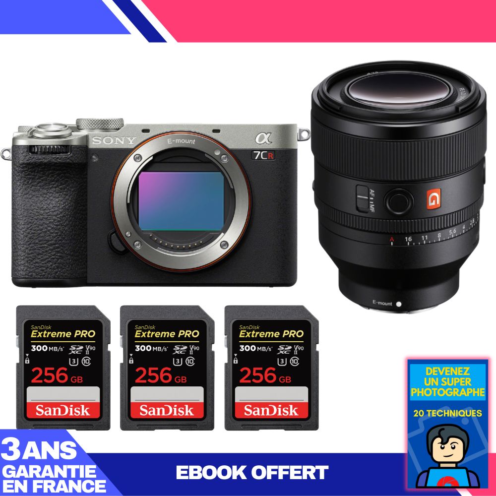 Boitier Sony A7CR + FE 50mm f1.2 GM + 3 SanDisk Extreme PRO UHS II SDXC 300 MB/ + Ebook 'Devenez Un Super Photographe