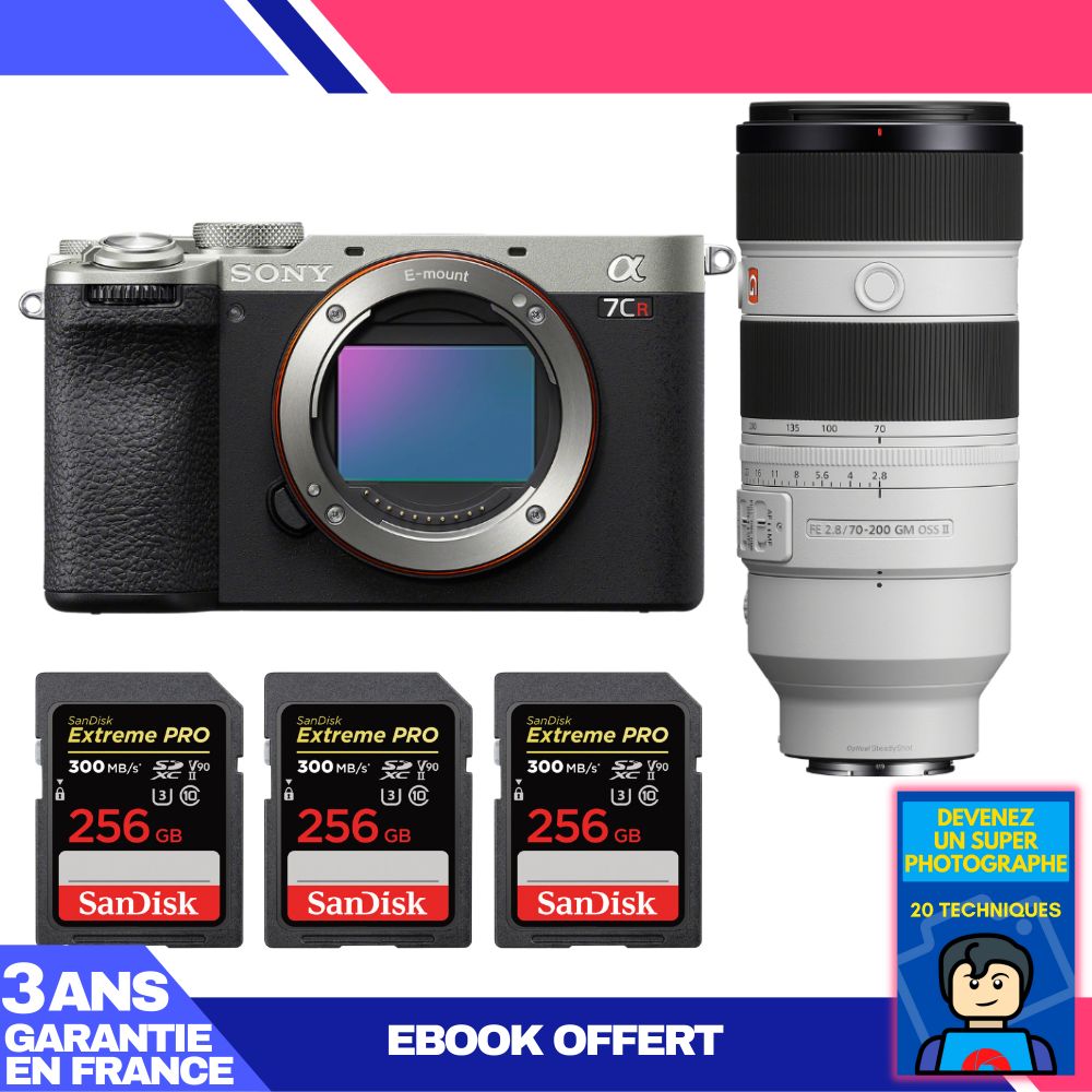 Boitier Sony A7CR + FE 70 200mm f2.8 GM OSS II + 3 SanDisk Extreme PRO UHS II SDXC 300 MB/ + Ebook 'Devenez Un Super Photographe - vue 3
