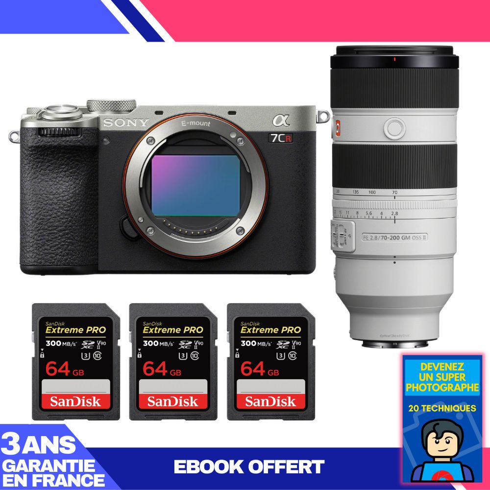Boitier Sony A7CR + FE 70 200mm f2.8 GM OSS II + 3 SanDisk Extreme PRO UHS II SDXC 300 MB/ + Ebook 'Devenez Un Super Photographe - vue 2