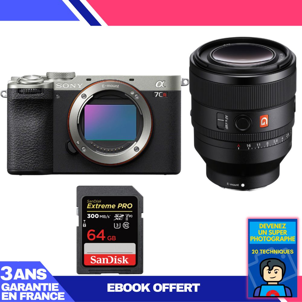 Boitier Sony A7CR + FE 50mm f1.2 GM + 1 SanDisk Extreme PRO UHS II SDXC 300 MB/ + Ebook 'Devenez Un Super Photographe