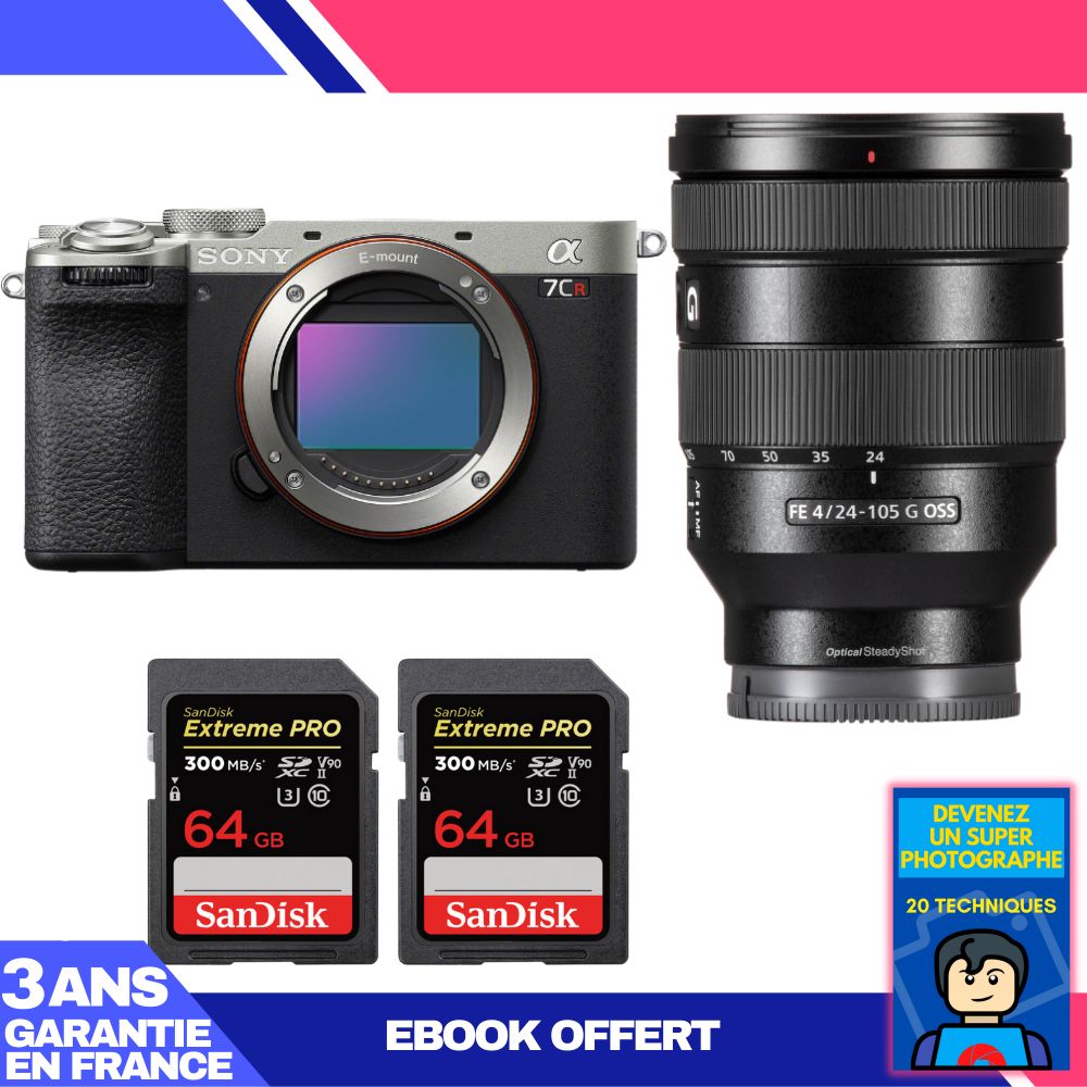 Boitier Sony A7CR + FE 24 105mm f4 G OSS + 2 SanDisk Extreme PRO UHS II SDXC 300 MB/ + Ebook 'Devenez Un Super Photographe - vue 3