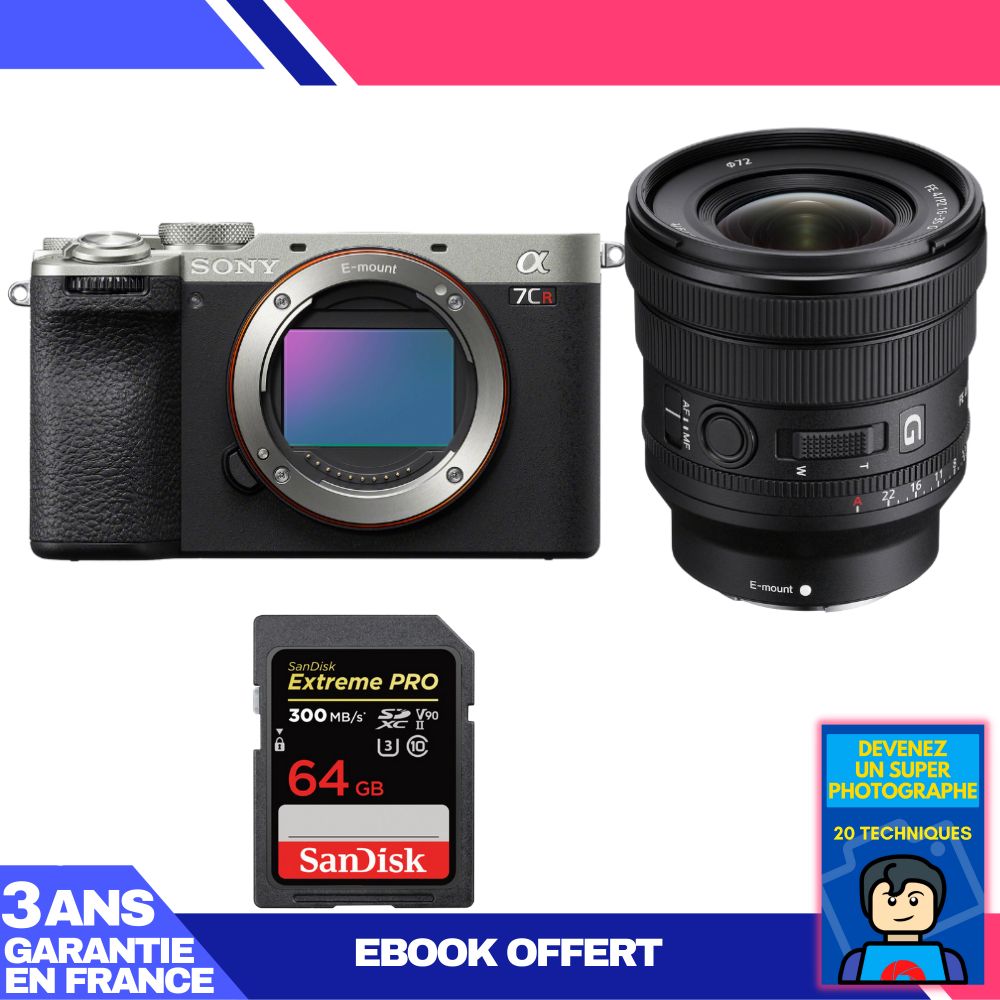 Boitier Sony A7CR + FE PZ 16 35mm f4 G + 1 SanDisk Extreme PRO UHS II SDXC 300 MB/ + Ebook 'Devenez Un Super Photographe