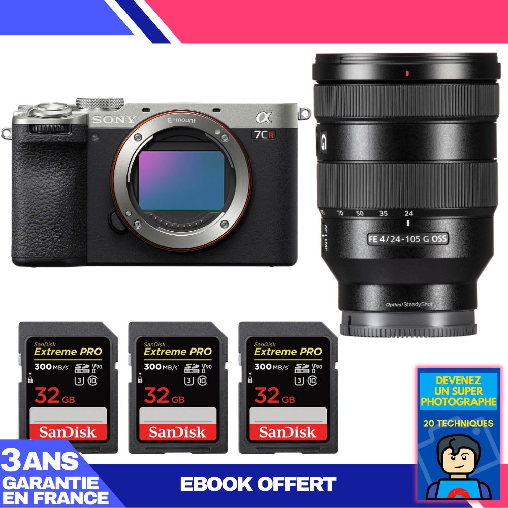Boitier Sony A7CR + FE 24 105mm f4 G OSS + 3 SanDisk Extreme PRO UHS II SDXC 300 MB/ + Ebook 'Devenez Un Super Photographe - vue 4