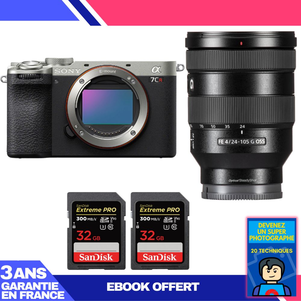 Boitier Sony A7CR + FE 24 105mm f4 G OSS + 2 SanDisk Extreme PRO UHS II SDXC 300 MB/ + Ebook 'Devenez Un Super Photographe - vue 4