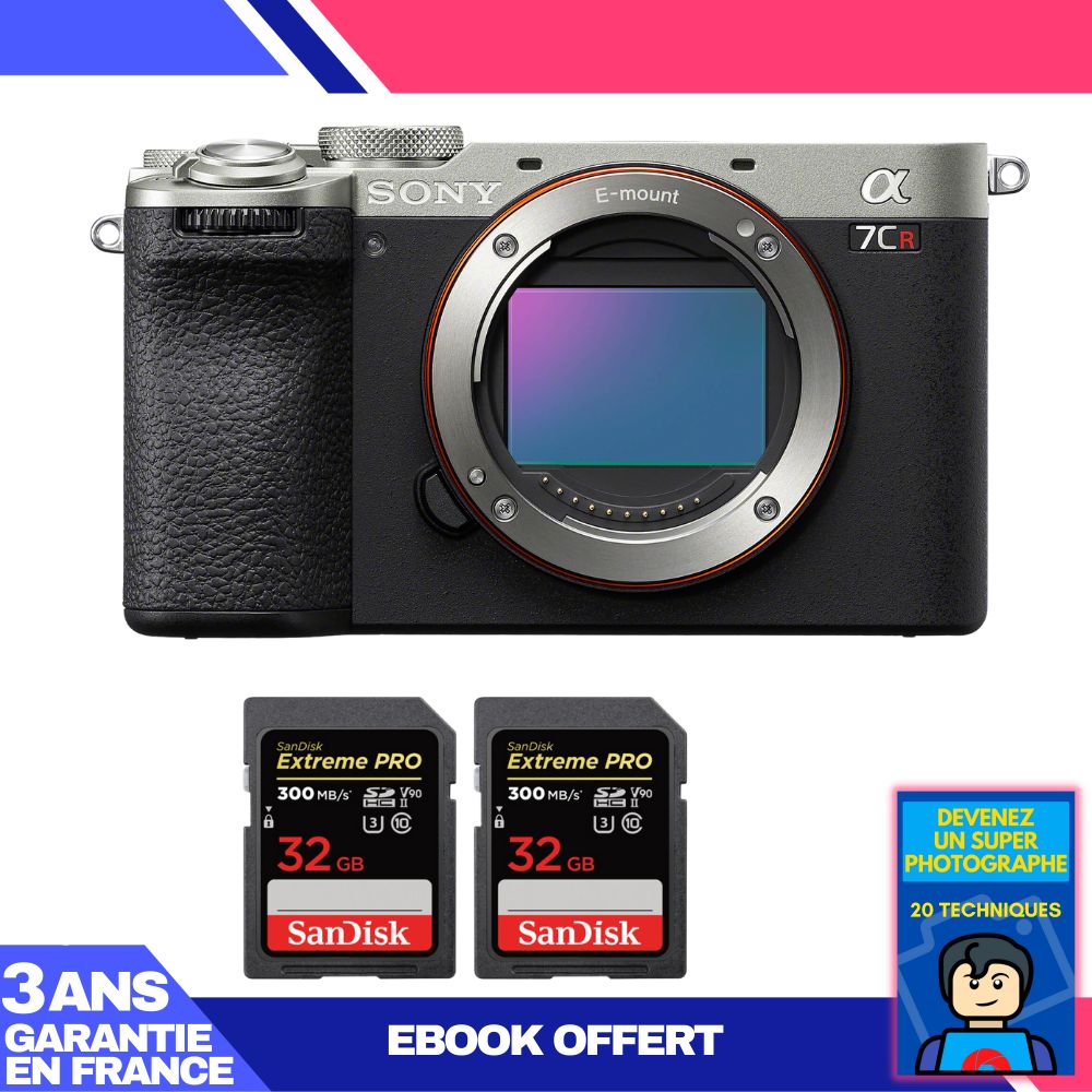 Boitier Sony A7CR + 2 SanDisk Extreme PRO UHS II SDXC 300 MB/ + Ebook 'Devenez Un Super Photographe