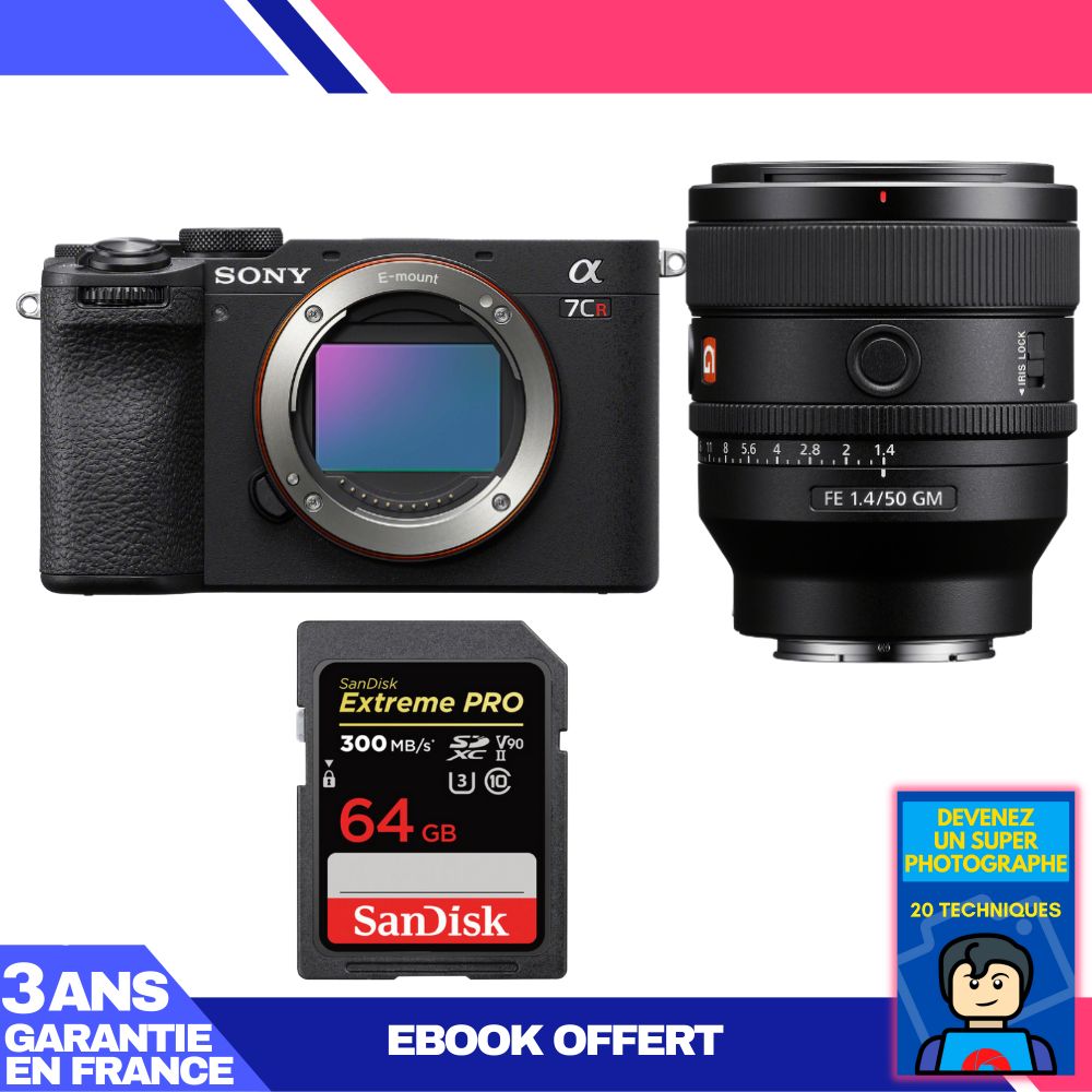 Boitier Sony A7CR + FE 50mm f1.4 GM + 1 SanDisk Extreme PRO UHS II SDXC 300 MB/ + Ebook 'Devenez Un Super Photographe