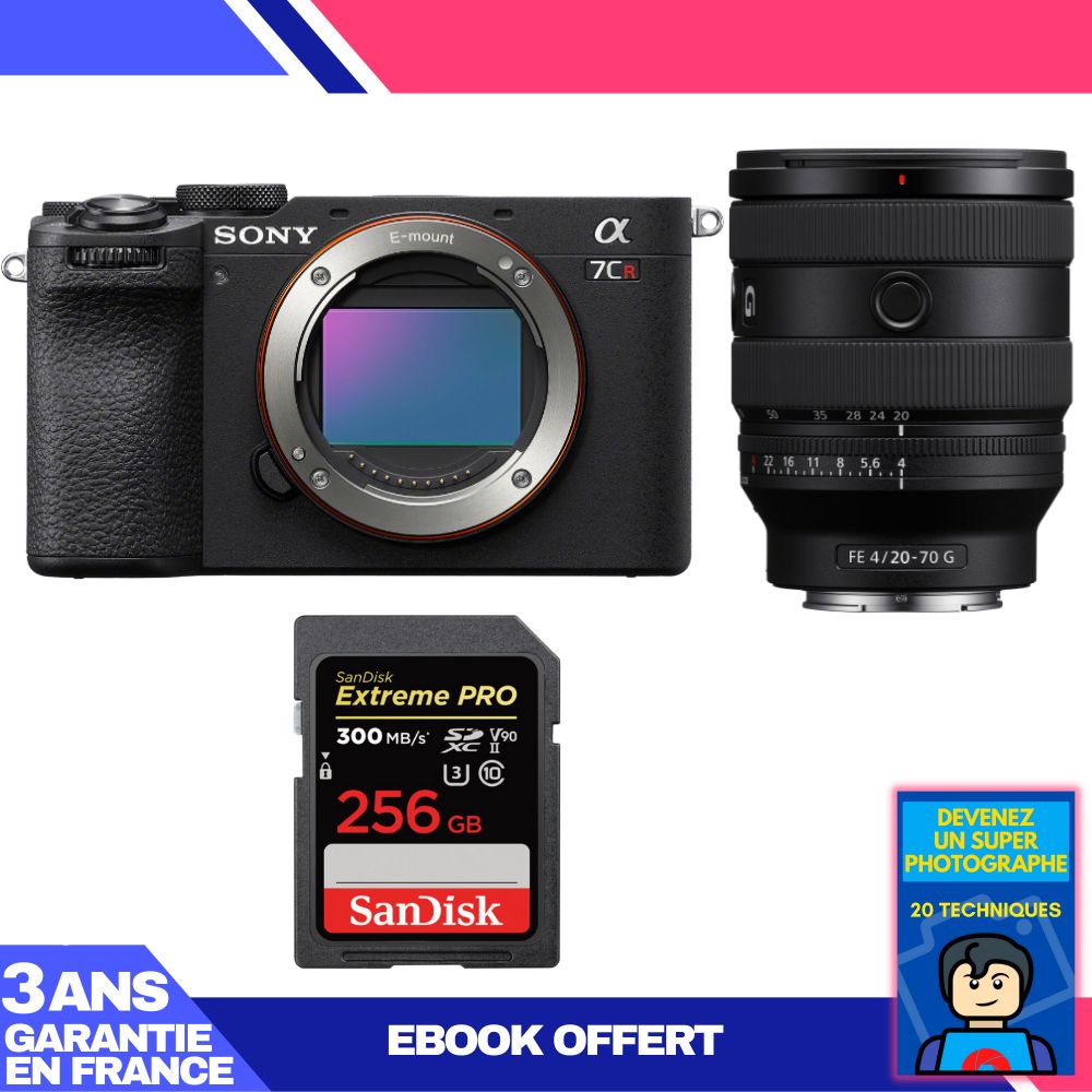 Boitier Sony A7CR + FE 20 70mm f4 G + 1 SanDisk Extreme PRO UHS II SDXC 300 MB/ + Ebook 'Devenez Un Super Photographe