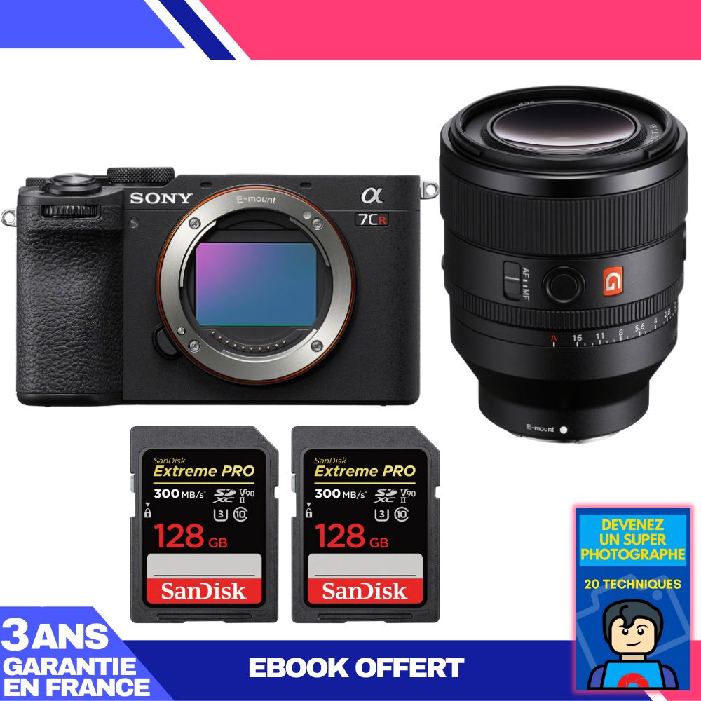 Boitier Sony A7CR + FE 50mm f1.2 GM + 2 SanDisk Extreme PRO UHS II SDXC 300 MB/ + Ebook 'Devenez Un Super Photographe