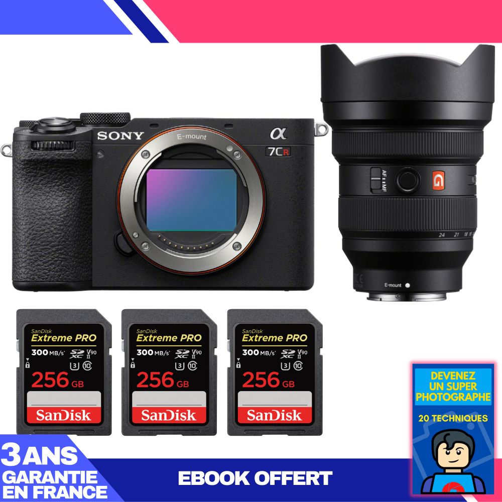 Boitier Sony A7CR + FE 12 24mm f2.8 GM + 3 SanDisk Extreme PRO UHS II SDXC 300 MB/ + Ebook 'Devenez Un Super Photographe