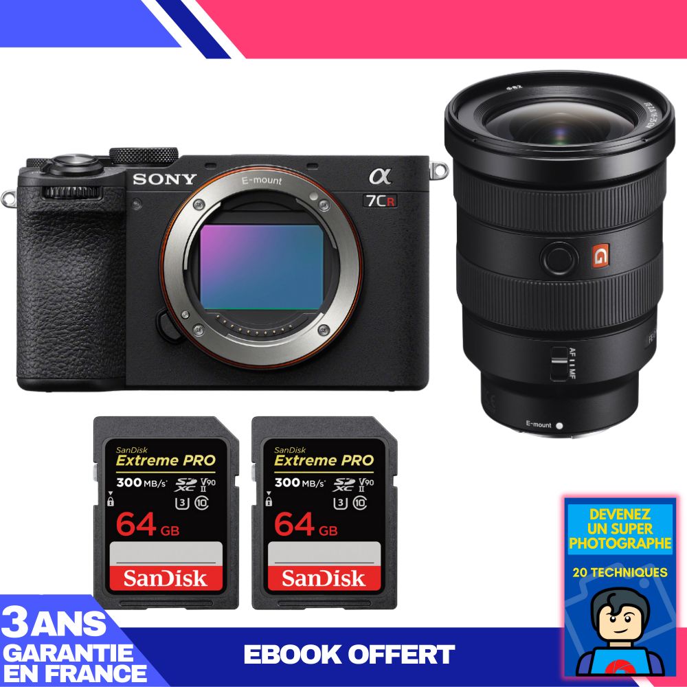 Boitier Sony A7CR + FE 16 35mm f2.8 GM + 2 SanDisk Extreme PRO UHS II SDXC 300 MB/ + Ebook 'Devenez Un Super Photographe