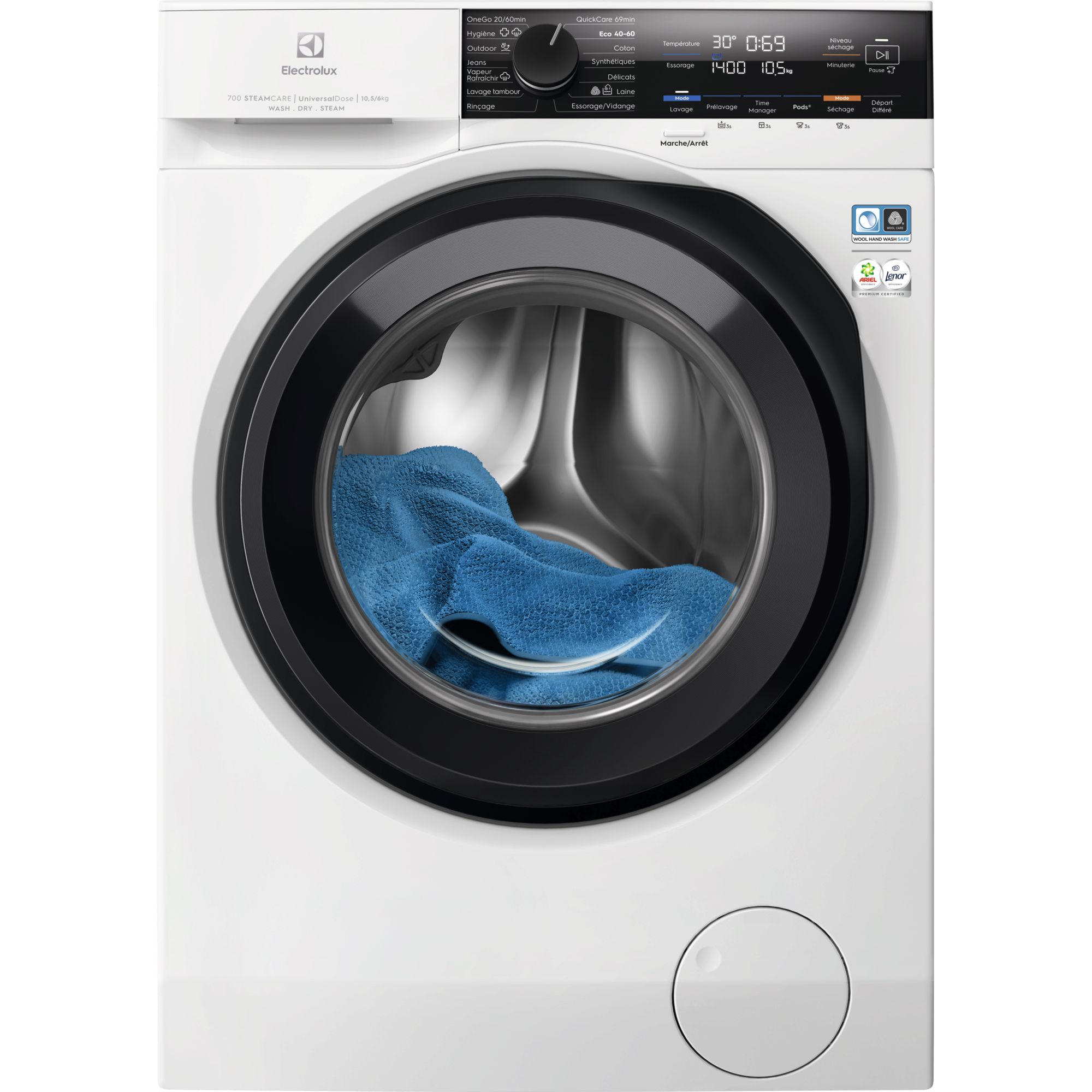 Electrolux Lave linge séchant SteamCare 700 10.56 kg YW7IW1064DV