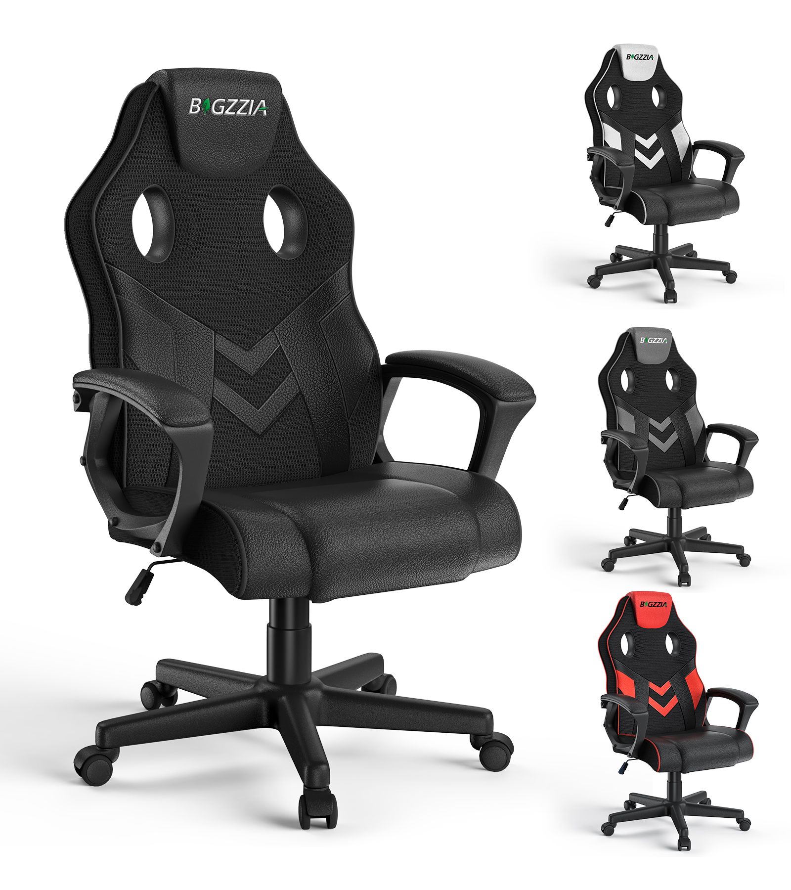 Fauteuil De Bureau Inclinable - Rattantree Fauteuil Gamer Hauteur Réglable - Avec Dossier Respirant Et Appui-Tête Confortable - Noir