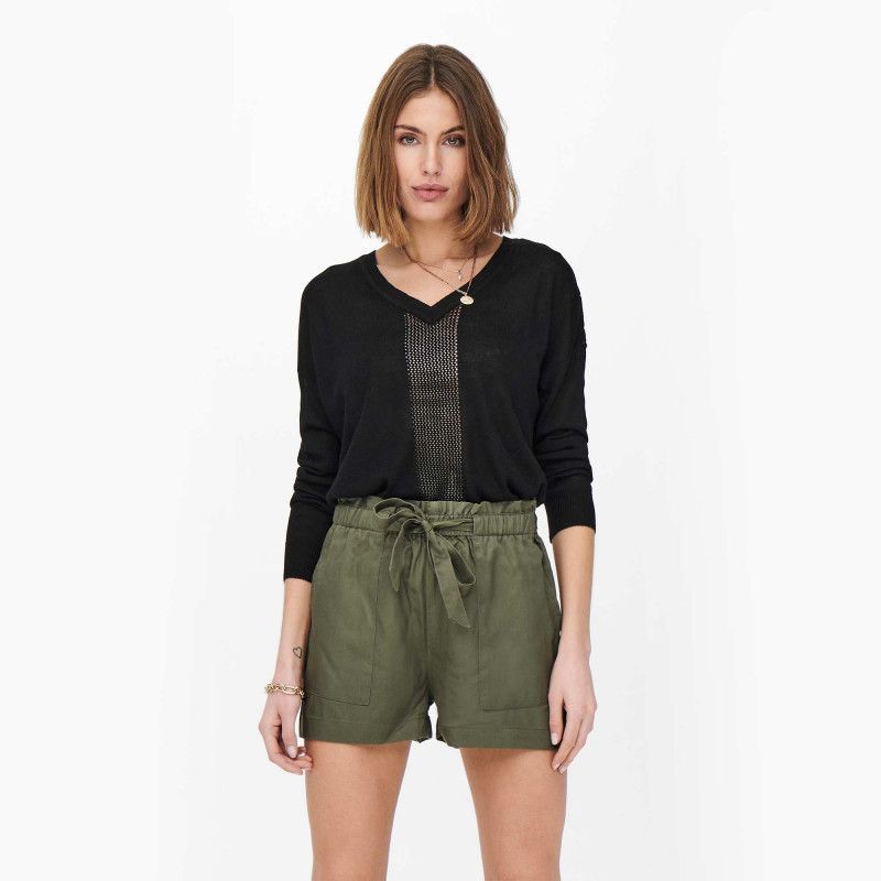 short droit taille haute poches ceinture femme only