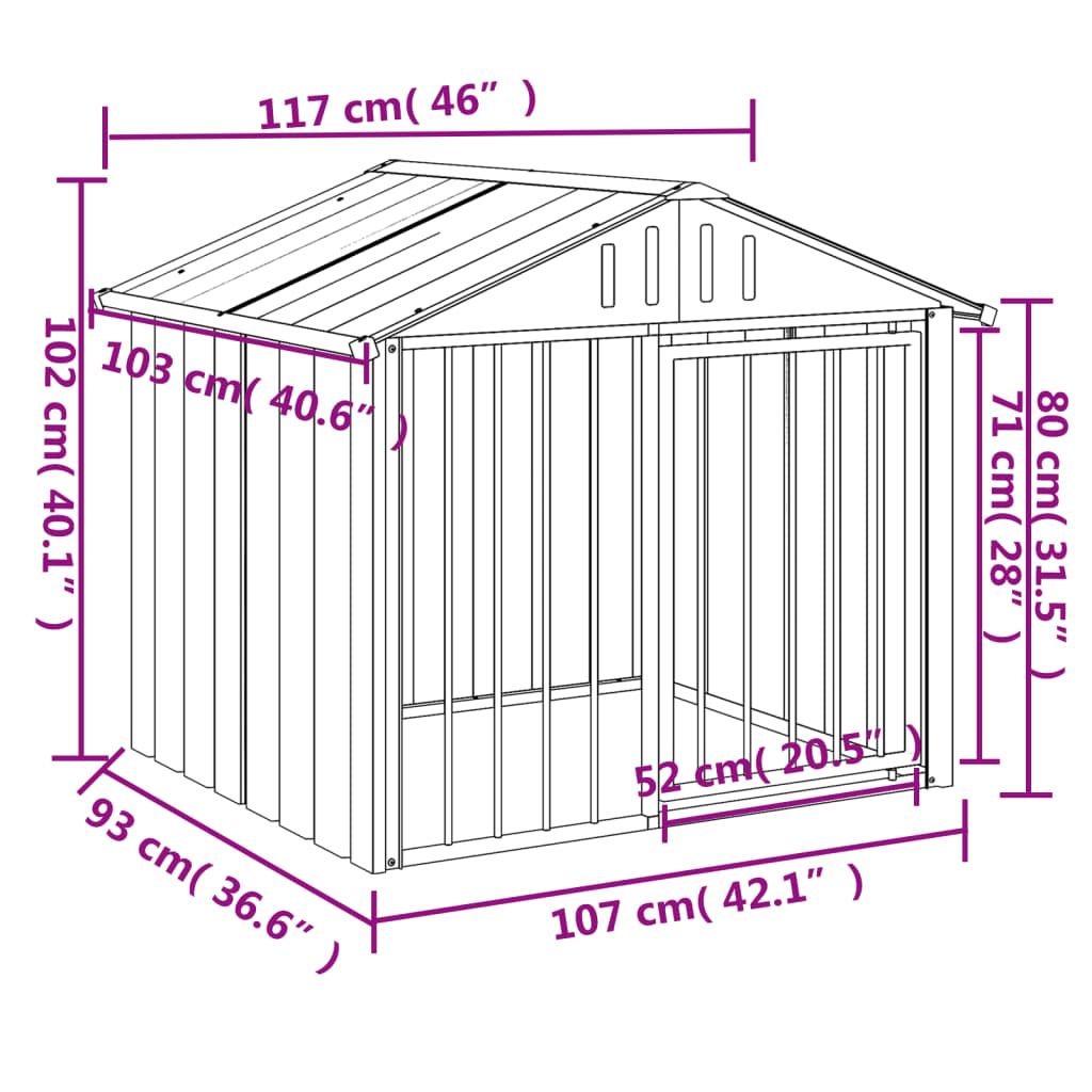 Vidaxl Niche Pour Chien Avec Toit Noir 117x103x102 Cm Acier Galvanisé