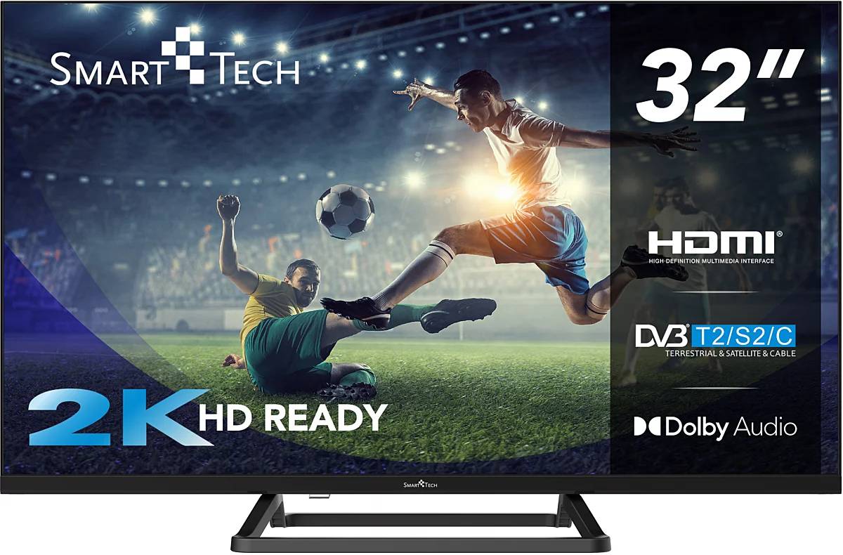 Smart Tech 32HN01V3 TV HD LED 32 Pouces 80cm Triple Tuner Dolby Audio H.265 3xHDMI 2xUSB