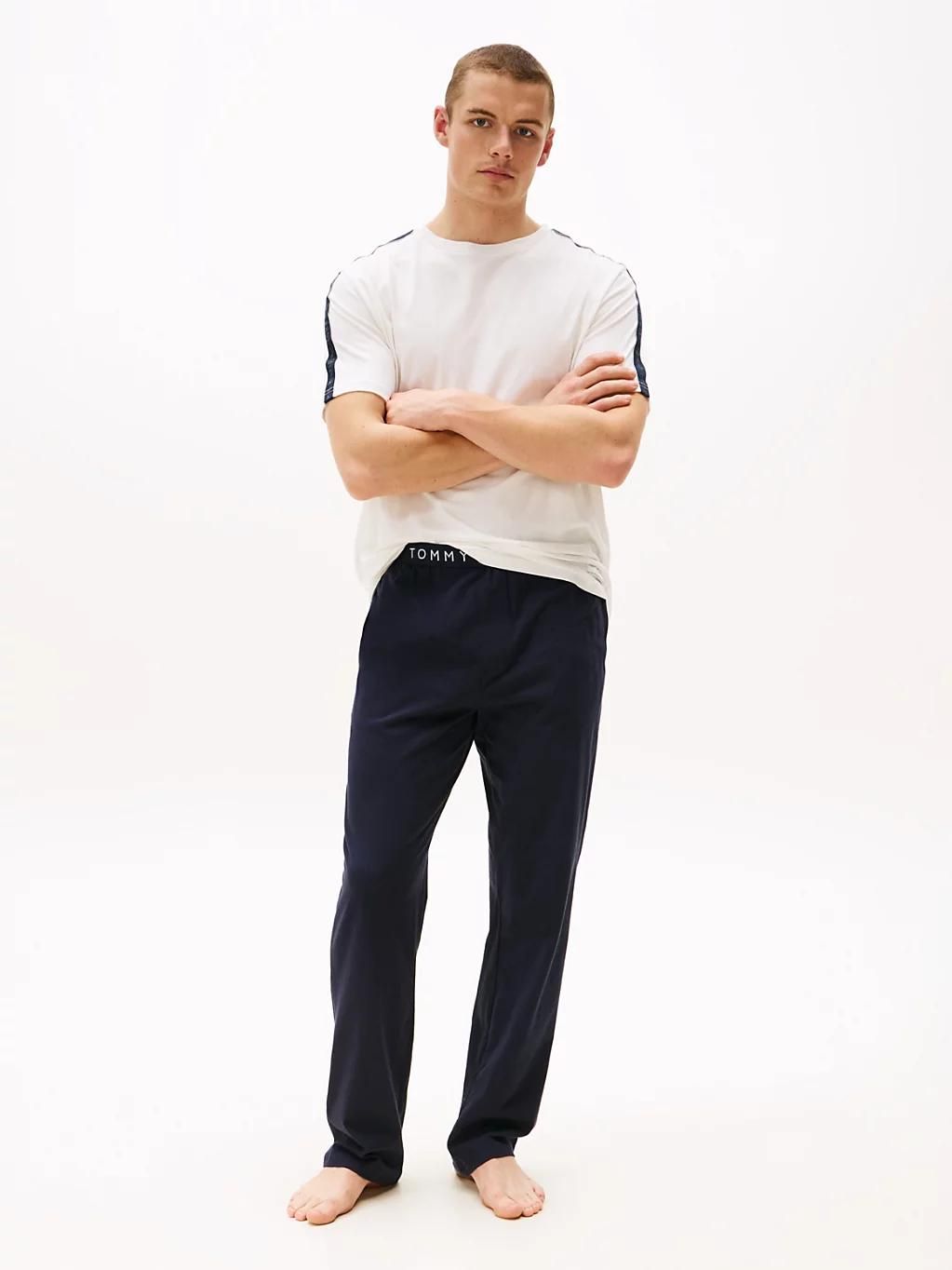 Pantalon d'intérieur droit coton ceinture siglée